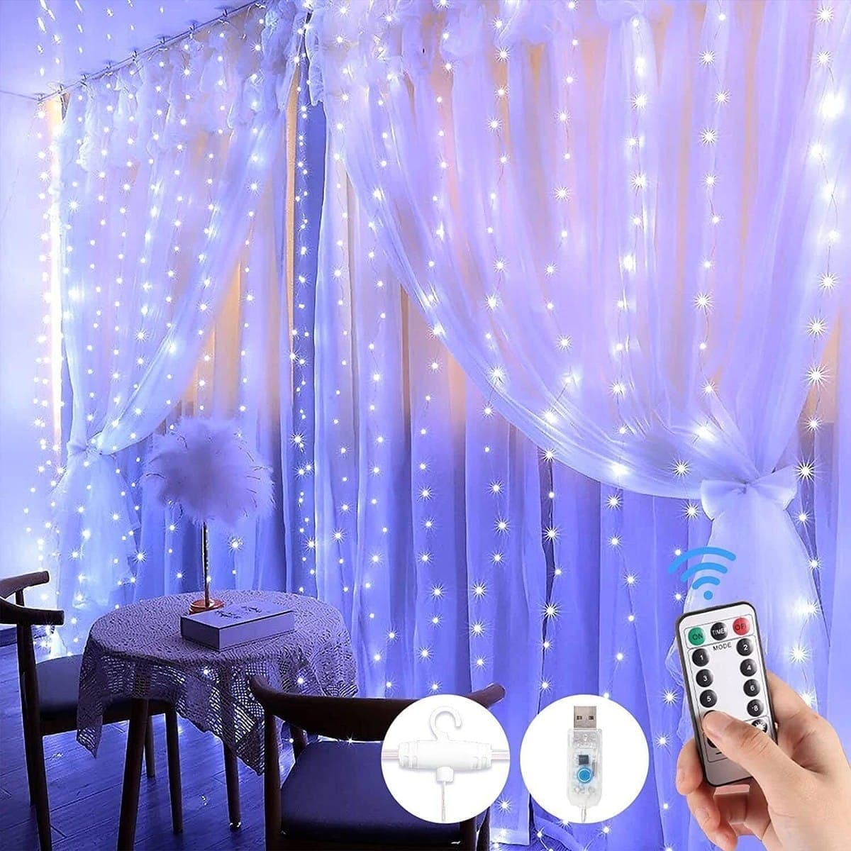 Curtain Fairy Lights (Pure White Color)
