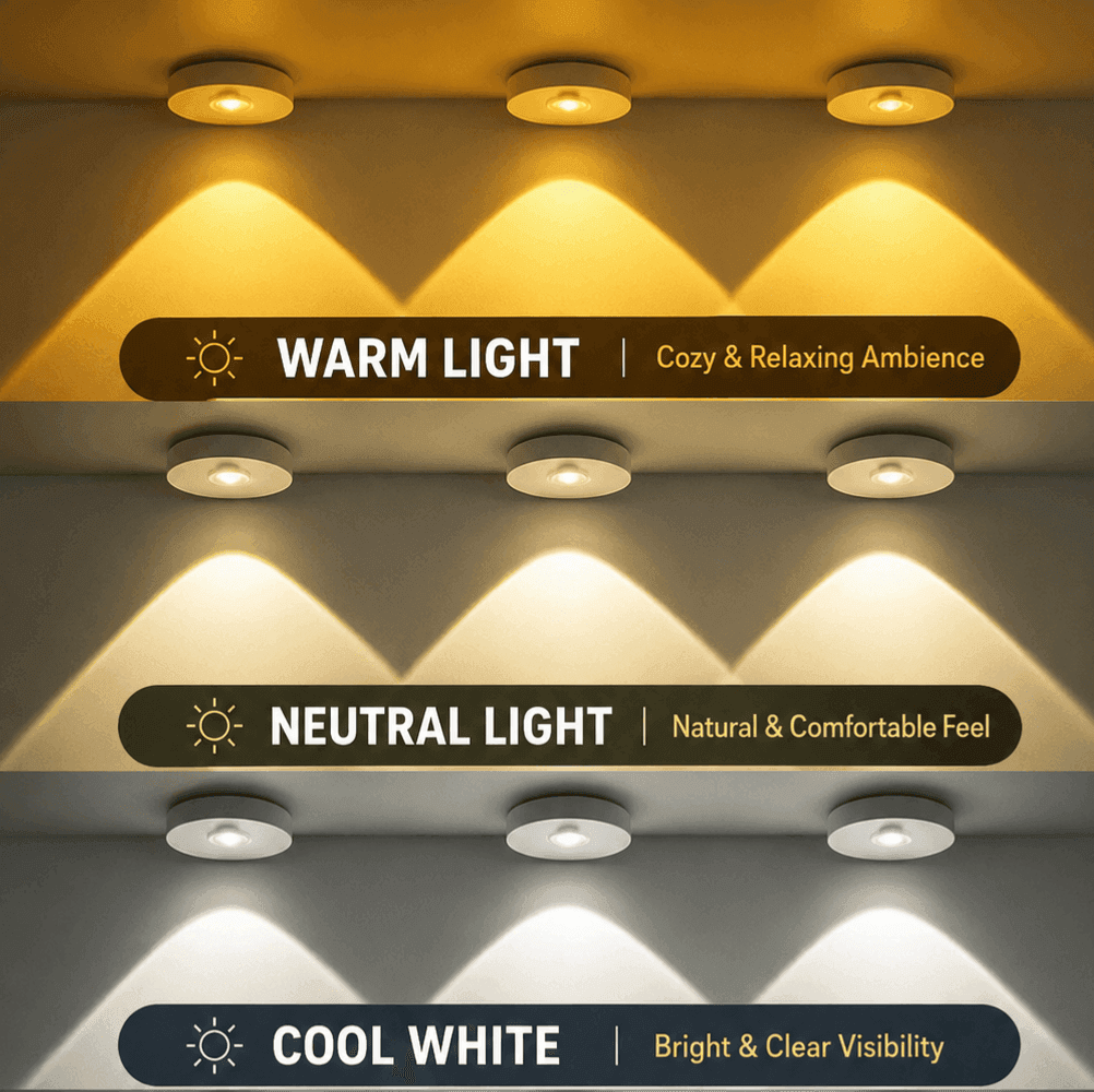 3pcs Rechargeable Cabinet Closet Motion Sensor Spot Lights 3